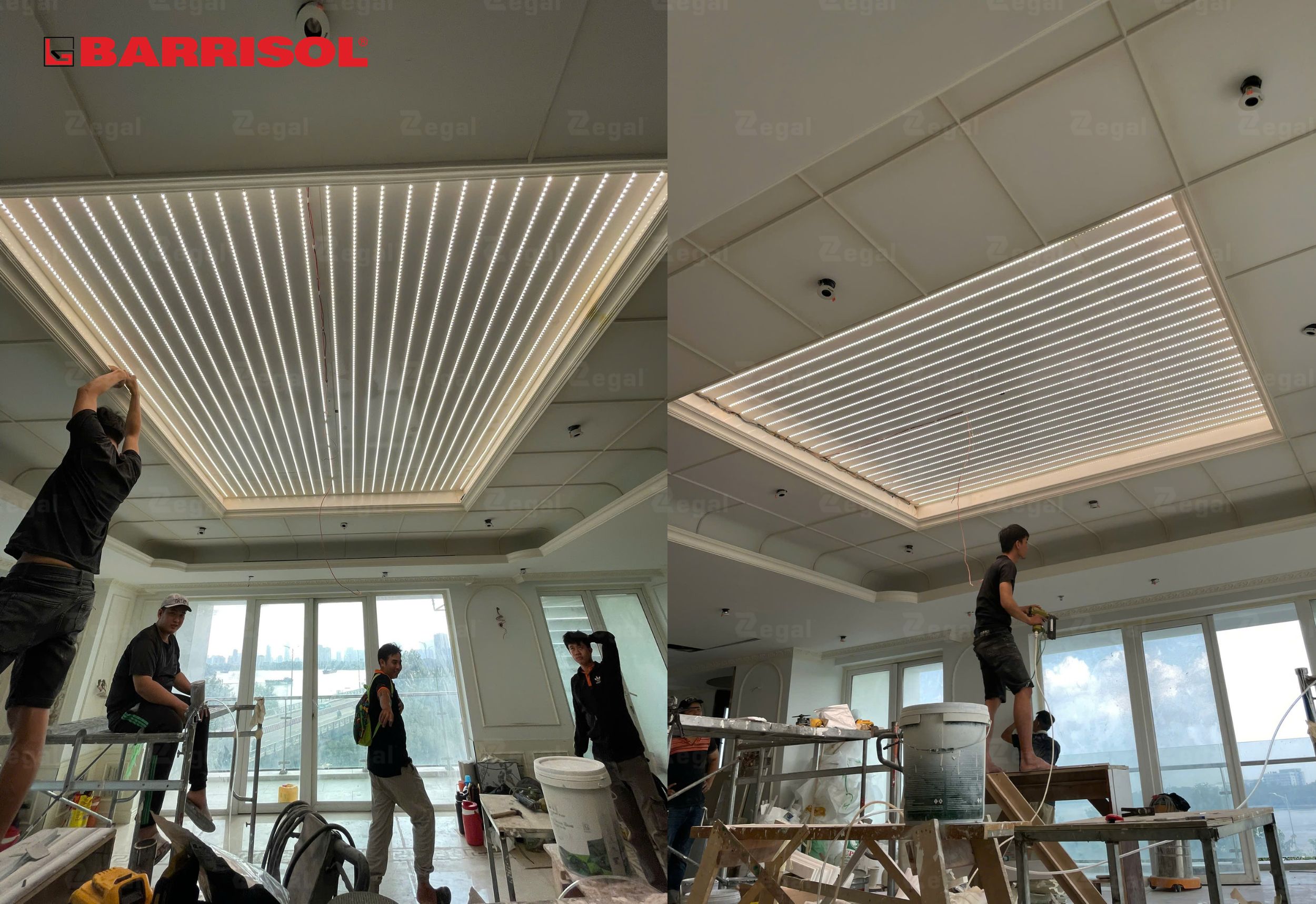 Đèn LED được lắp đặt trên bề mặt trần thực