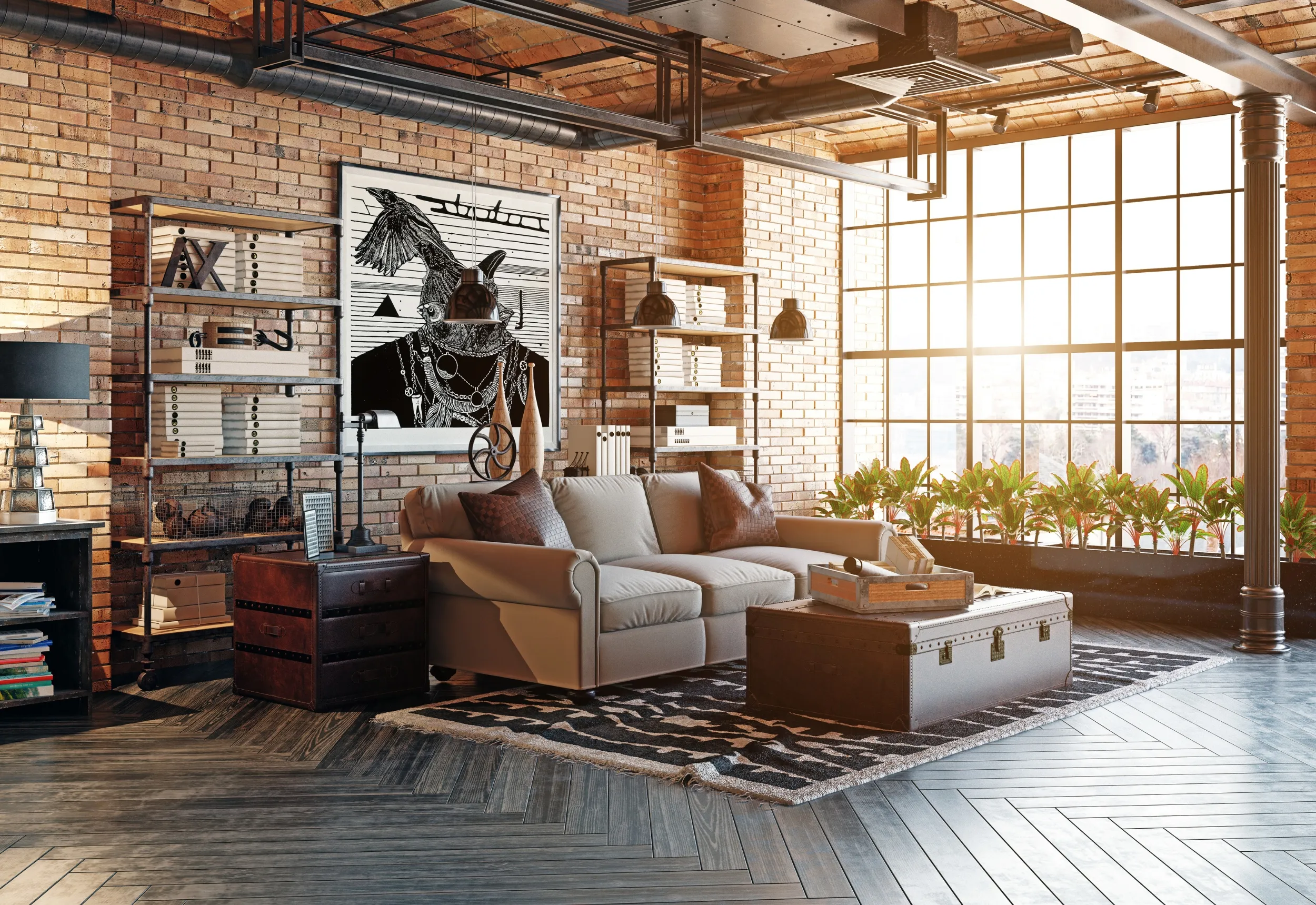 Điểm cốt lõi của Industrial Style nằm ở cách tôn vinh cấu trúc nguyên bản của công trình (Nguồn: Internet)